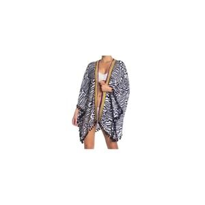 Trina Turk Palms Paradise Zebra Stripes Kimono Swim Cover-up One Size